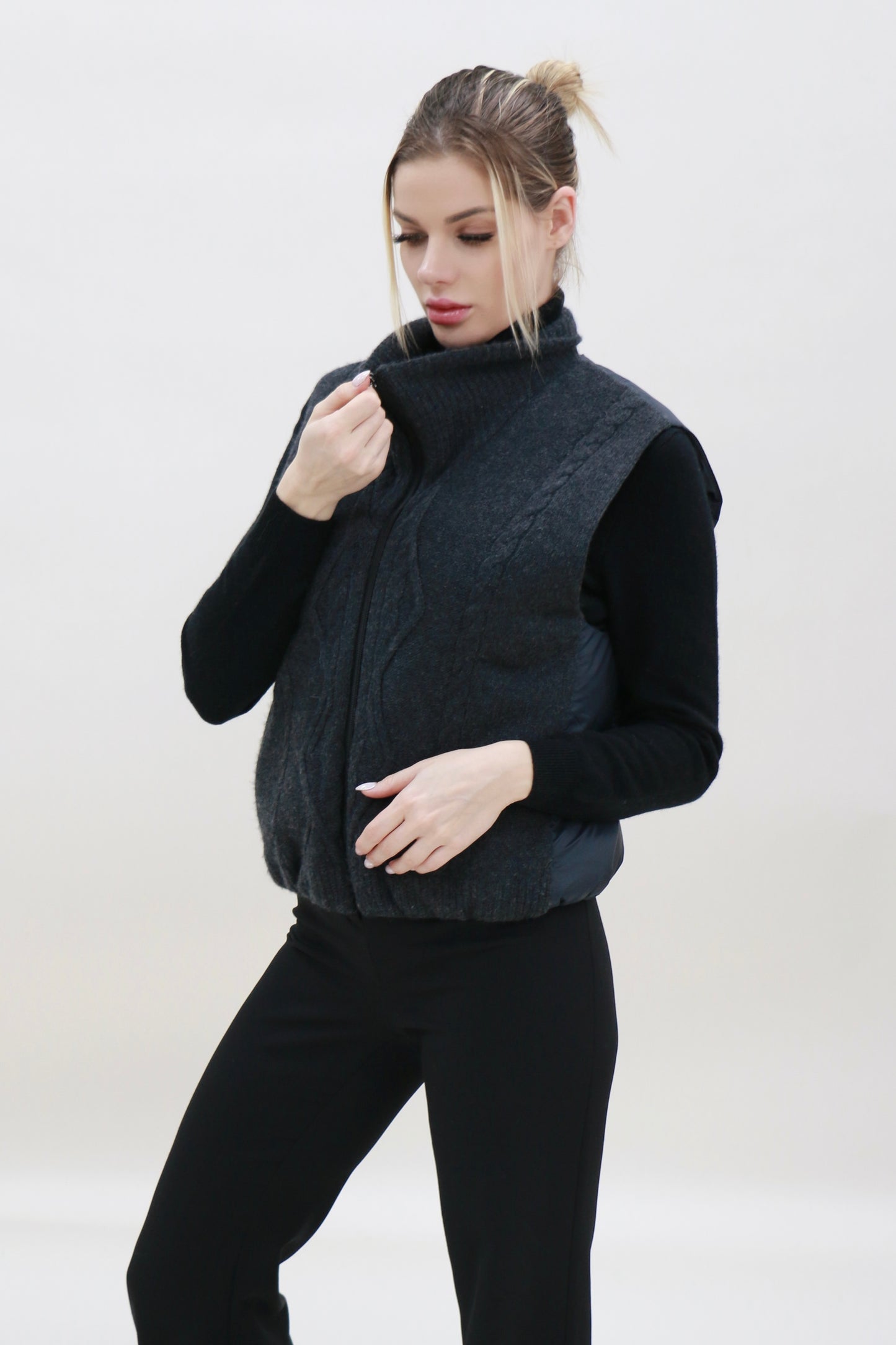 Women Zip Turtle Neck Vest